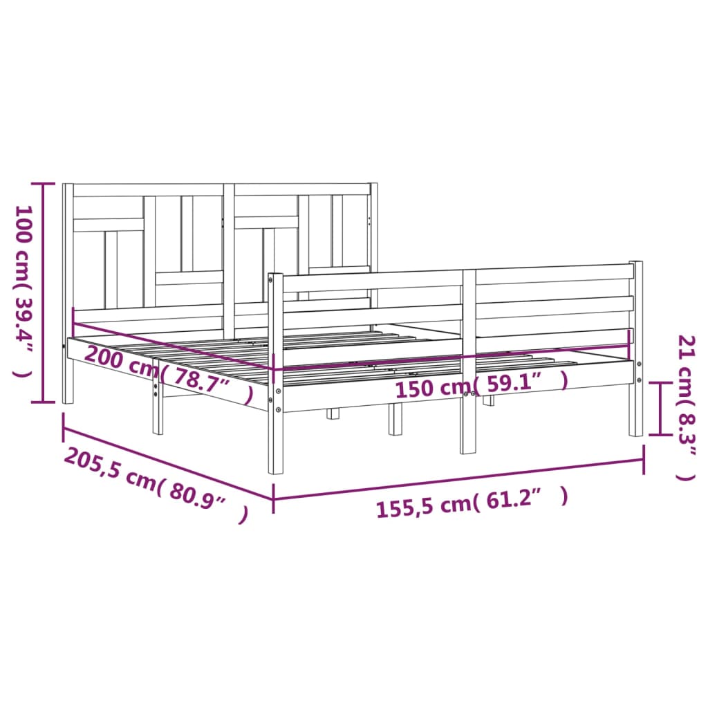 vidaXL Cadre de lit sans matelas blanc bois de pin massif