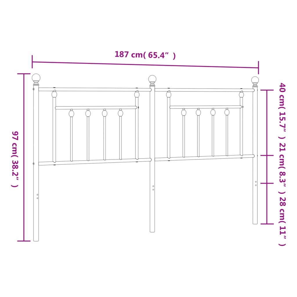 vidaXL Tête de lit métal blanc 180 cm