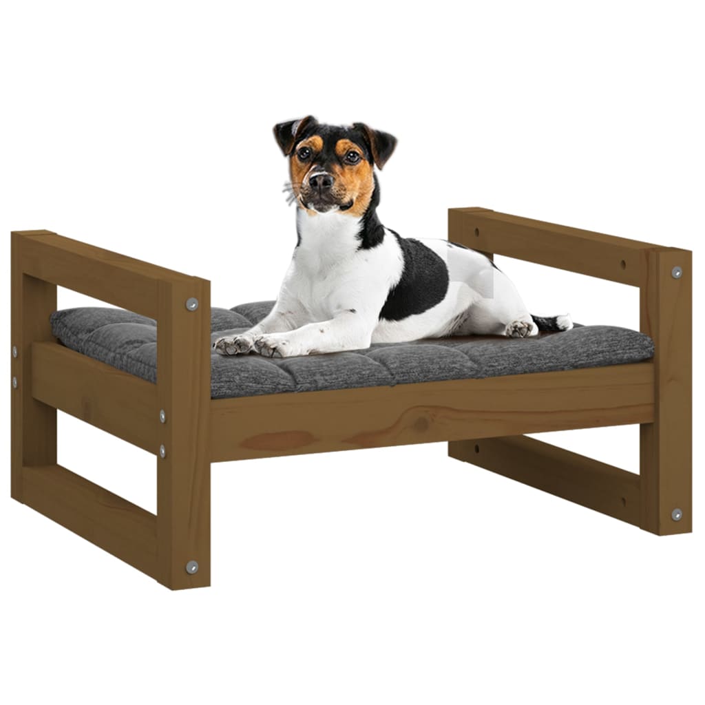 vidaXL Lit pour chien Marron miel 55,5x45,5x28 cm Bois de pin solide