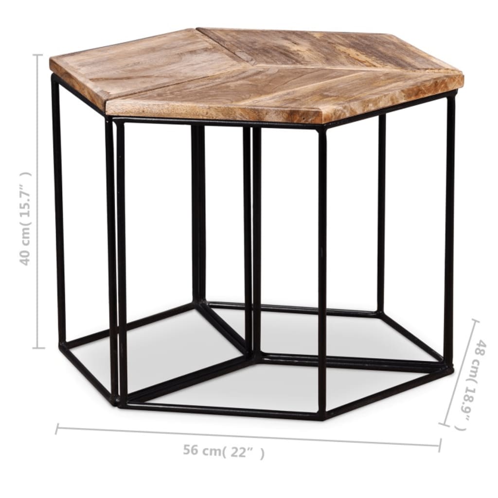 vidaXL Table basse Bois de manguier massif 56x48x40 cm