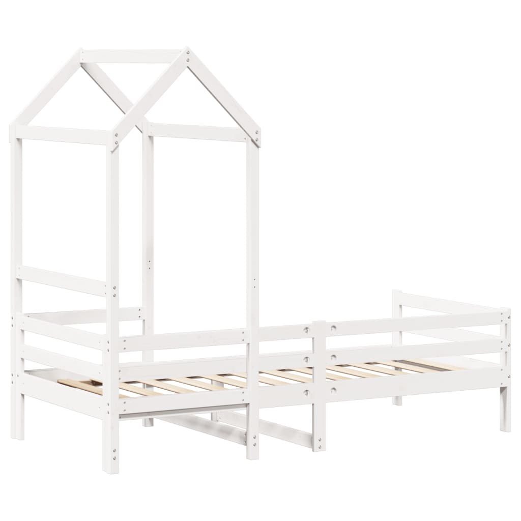 vidaXL Lit de jour avec toit sans matelas blanc 90x200 cm bois massif