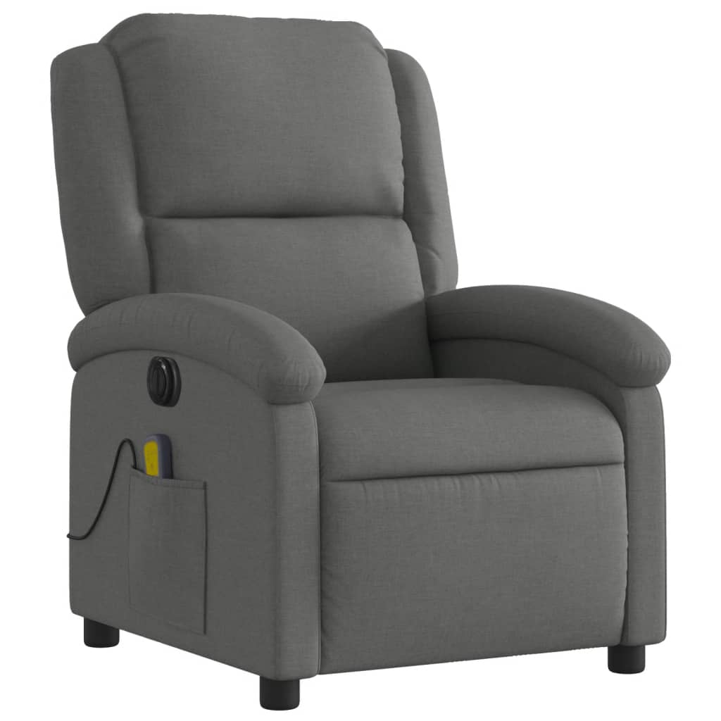 vidaXL Fauteuil inclinable de massage électrique gris foncé tissu