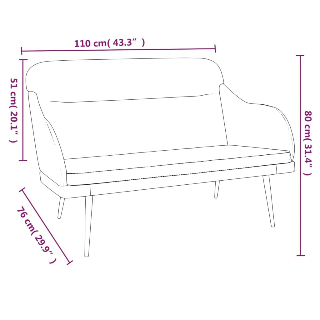 vidaXL Banc Gris foncé 110x76x80 cm Velours