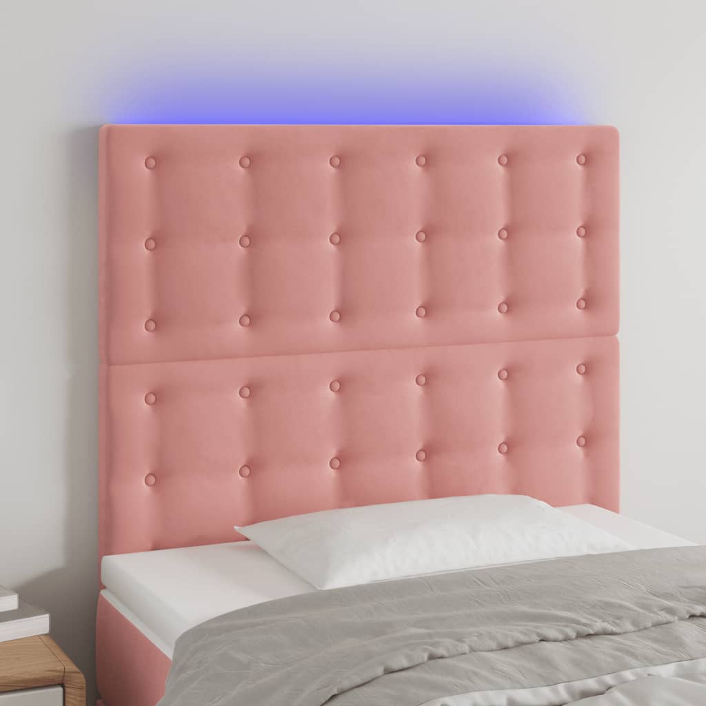 vidaXL Tête de lit à LED Rose 100x5x118/128 cm Velours