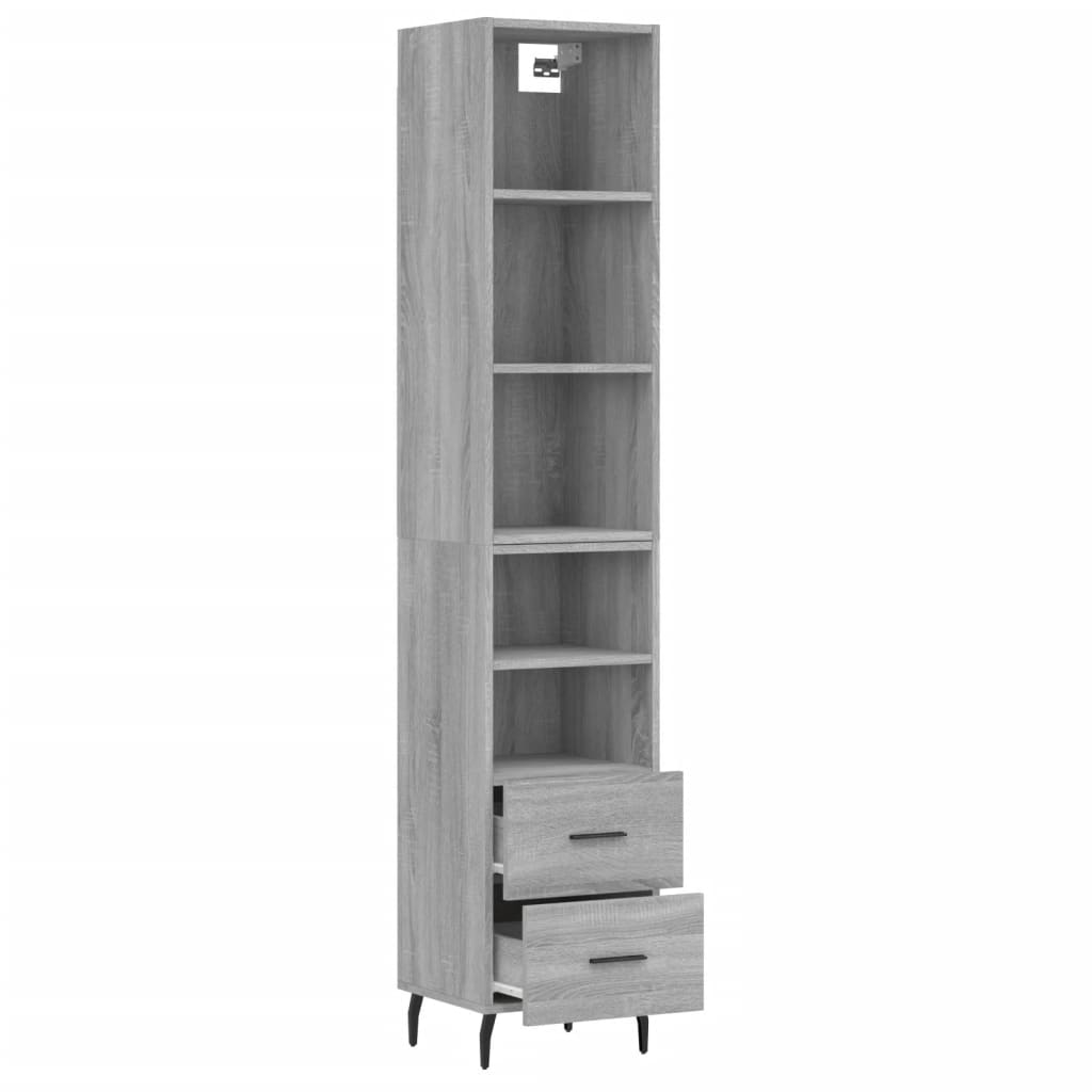 vidaXL Buffet haut Sonoma gris 34,5x34x180 cm Bois d'ingénierie