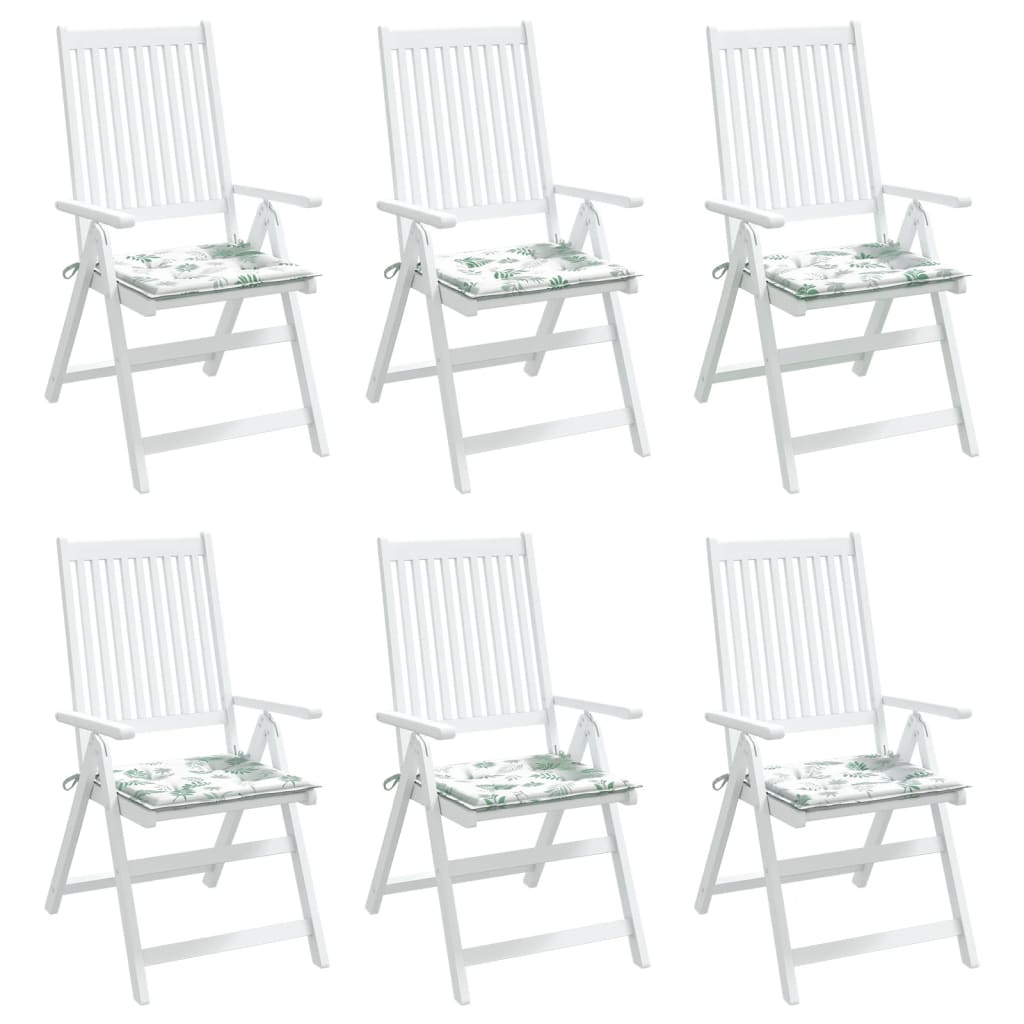vidaXL Coussins de chaise lot de 6 motif de feuilles 40x40x3 cm tissu