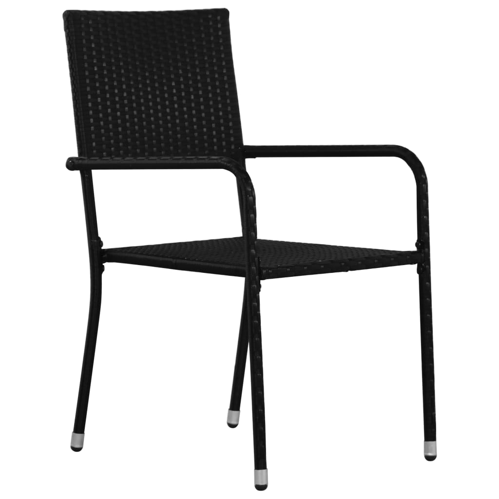 vidaXL Chaise à dîner de jardin empilable lot de 2 noir résine tressée