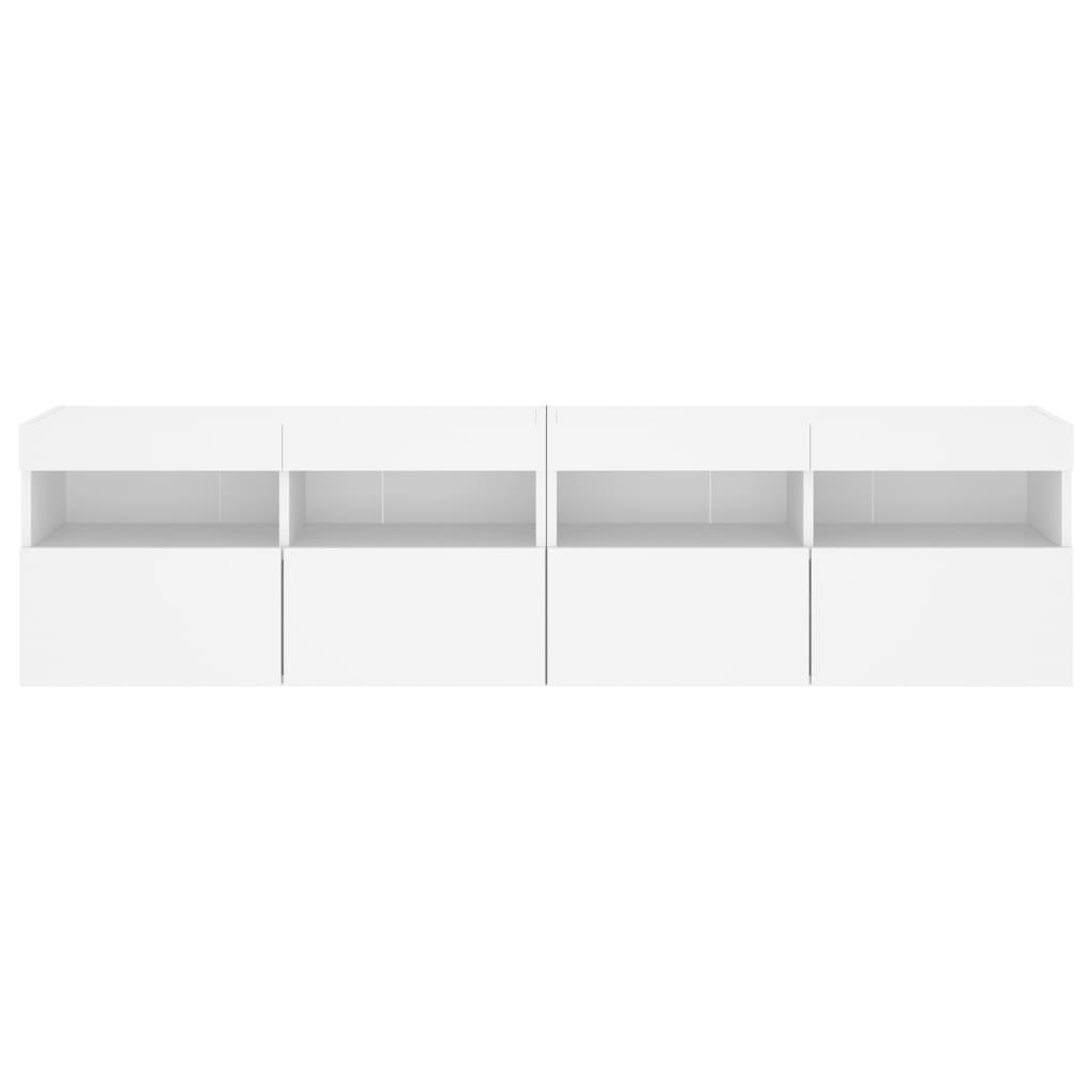 vidaXL Meubles TV muraux avec lumières LED 2 pcs blanc 80x30x40 cm