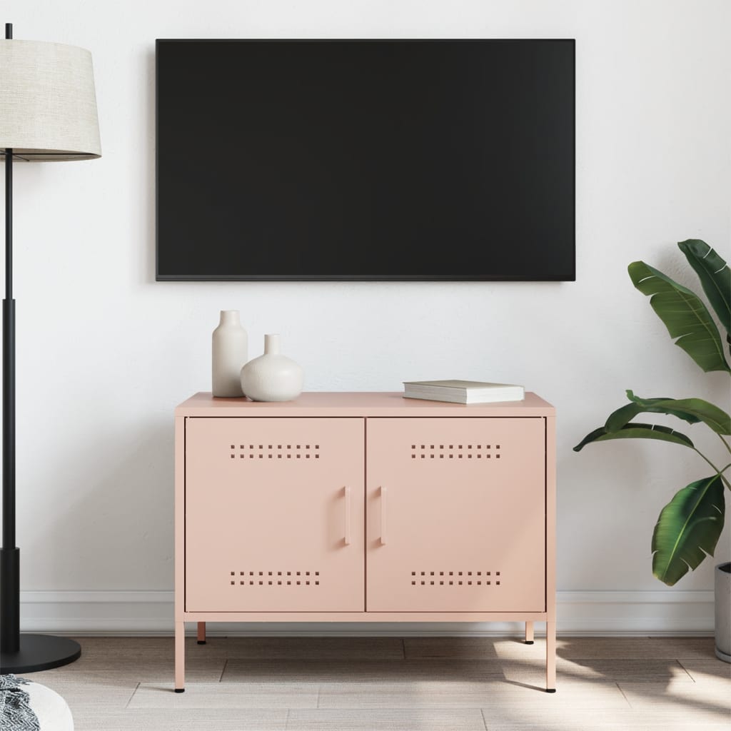 vidaXL Meuble TV rose 68x39x50,5 cm acier