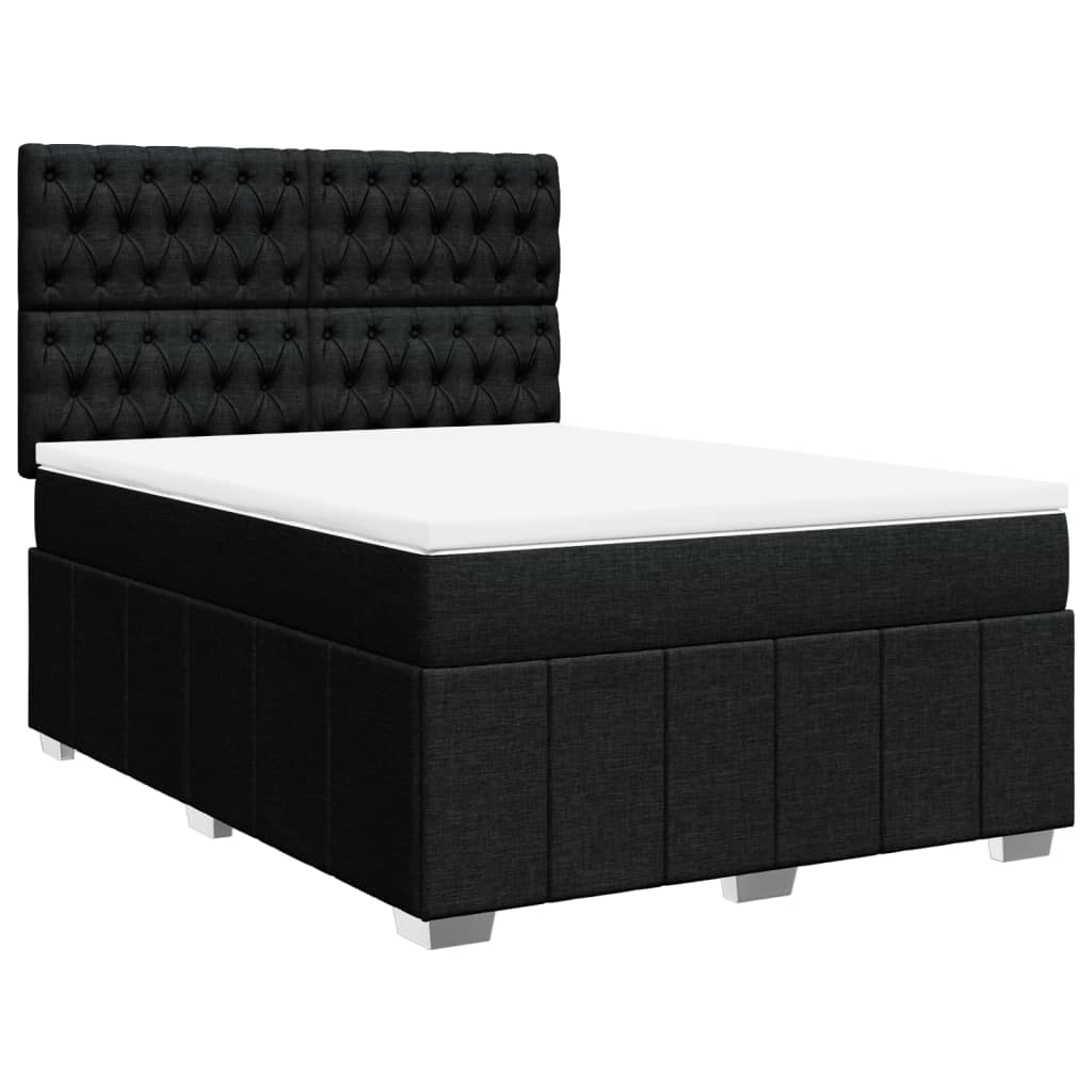 vidaXL Sommier à lattes de lit avec matelas Noir 140x200 cm Tissu