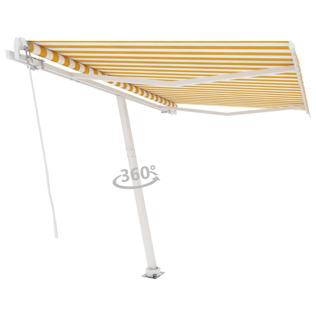 vidaXL Auvent manuel rétractable sur pied 300x250 cm Jaune/Blanc