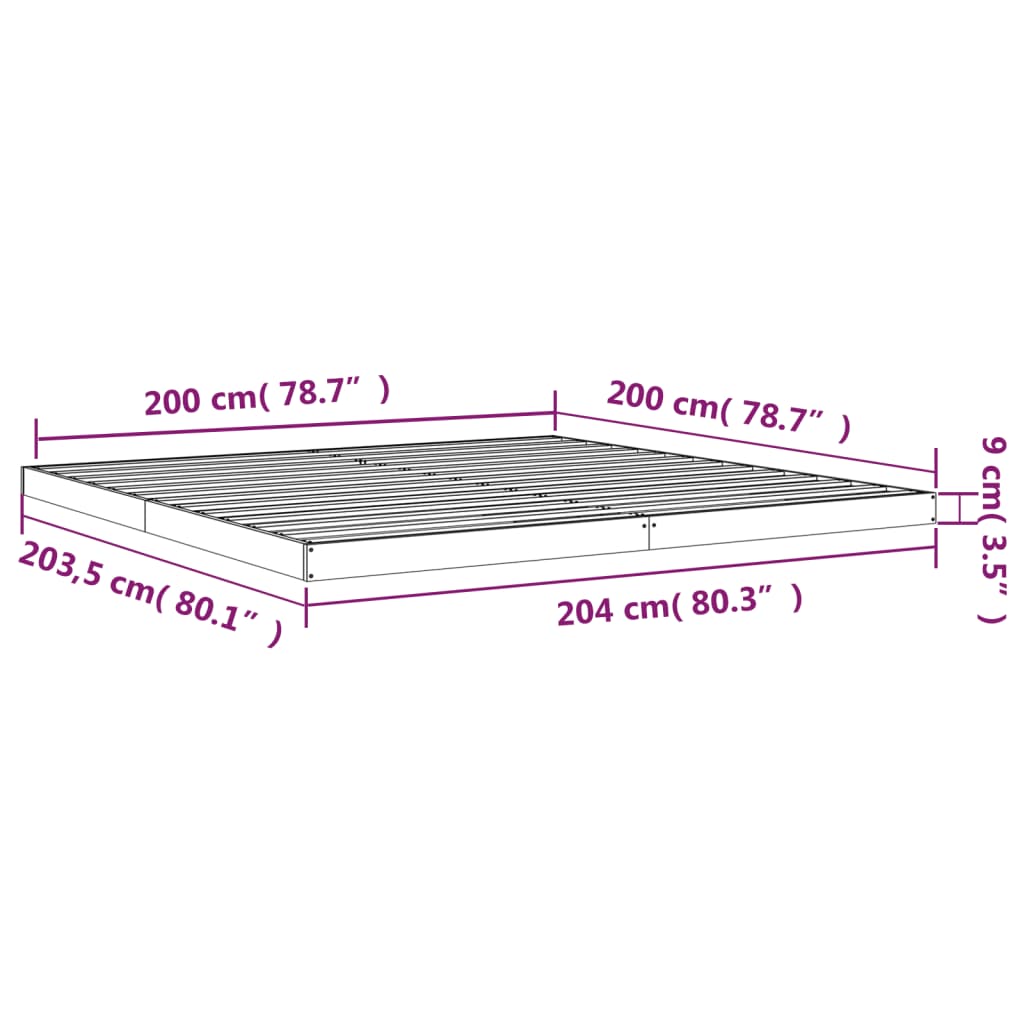 vidaXL Cadre de lit 200x200 cm bois de pin massif