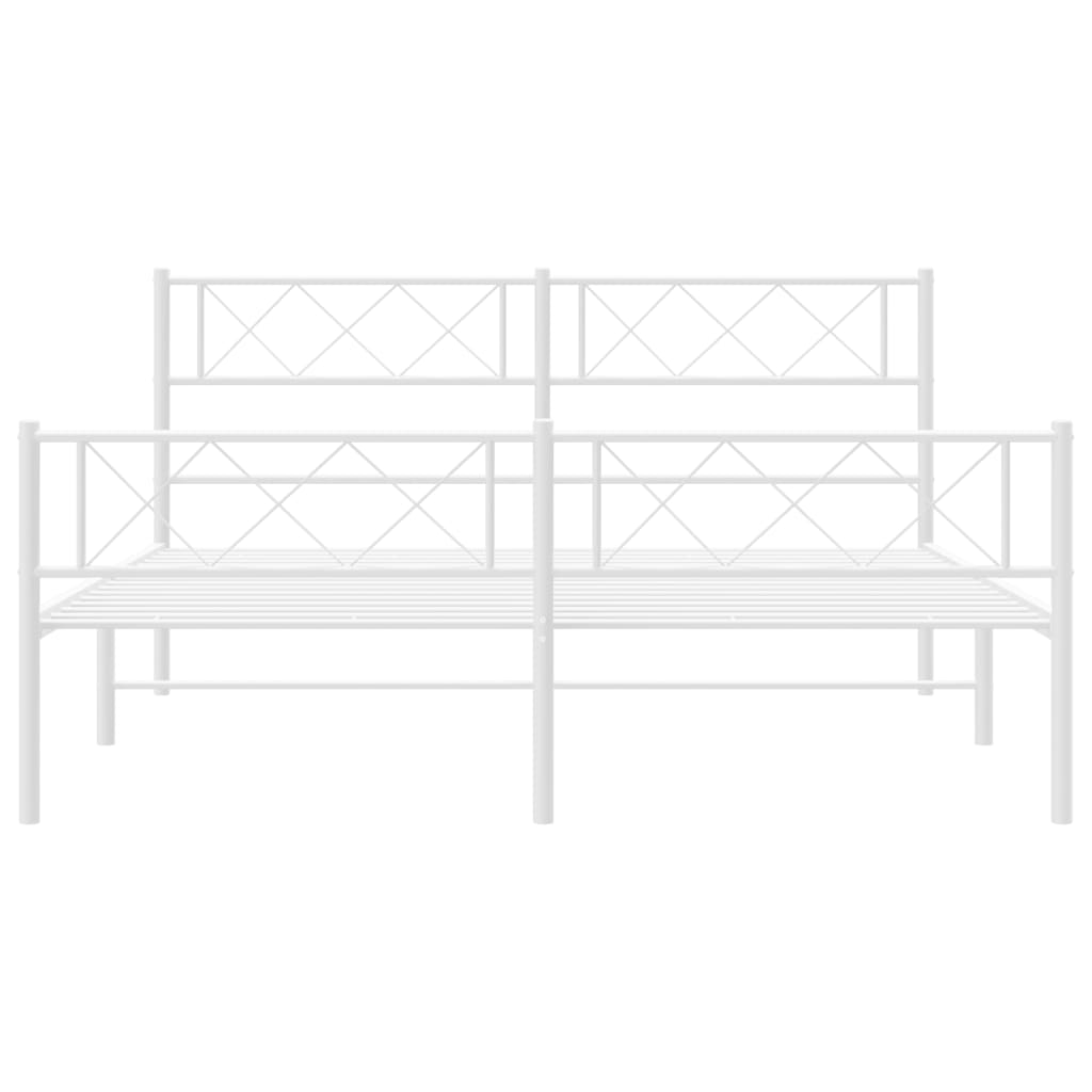 vidaXL Cadre de lit métal sans matelas et pied de lit blanc 140x190 cm