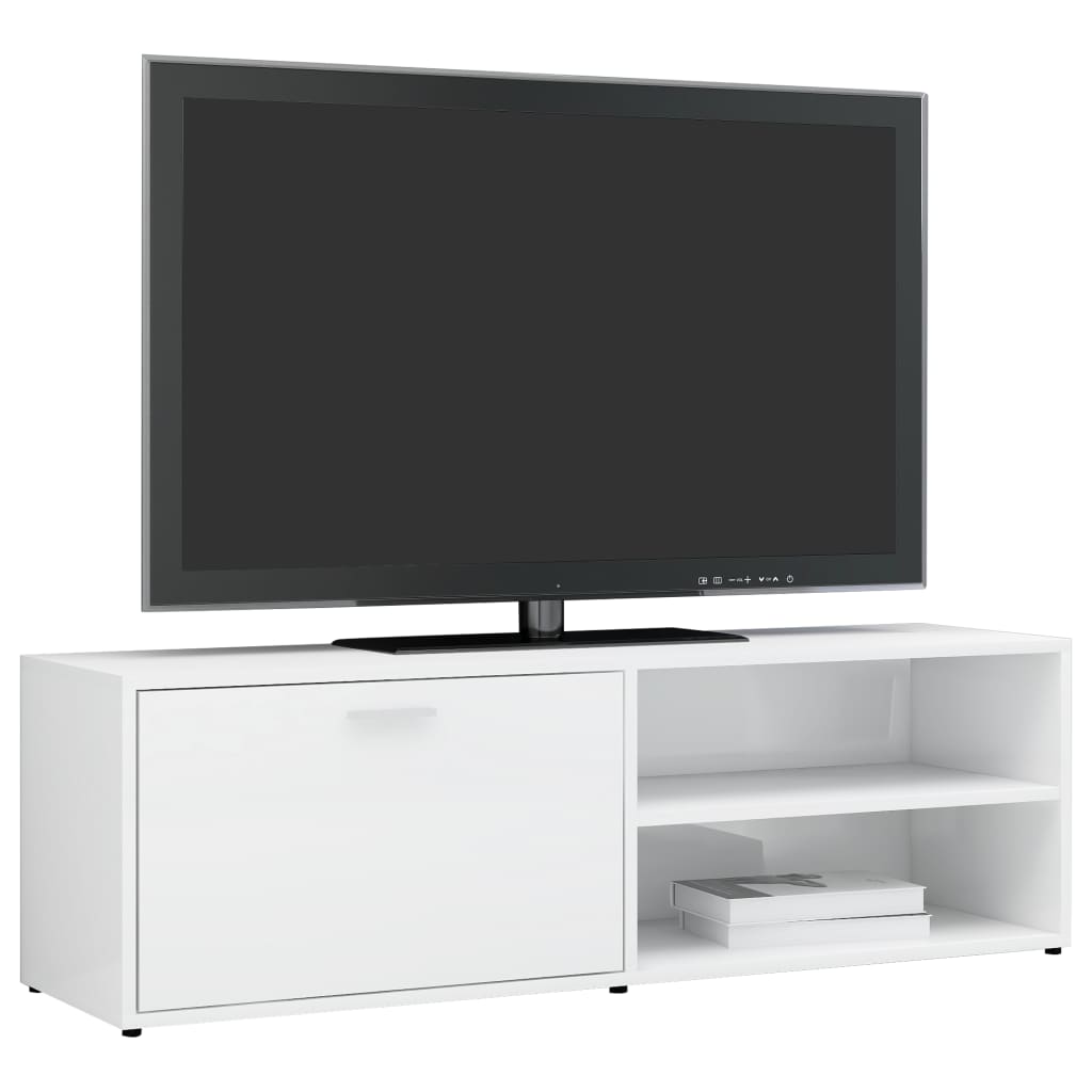 vidaXL Meuble TV Blanc brillant 120x34x37 cm Bois d’ingénierie