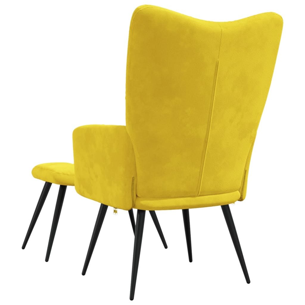 vidaXL Chaise de relaxation avec tabouret Jaune moutarde Velours