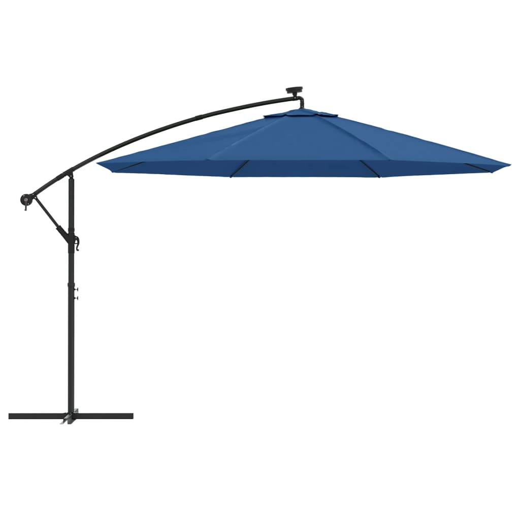 vidaXL Parasol déporté avec lumières LED Bleu azuré 350 cm