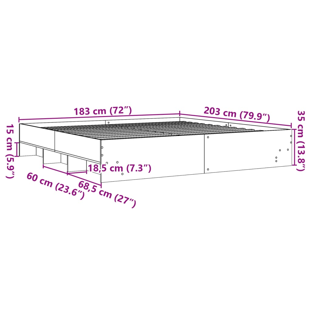 vidaXL Cadre de lit sans matelas chêne sonoma 180x200 cm