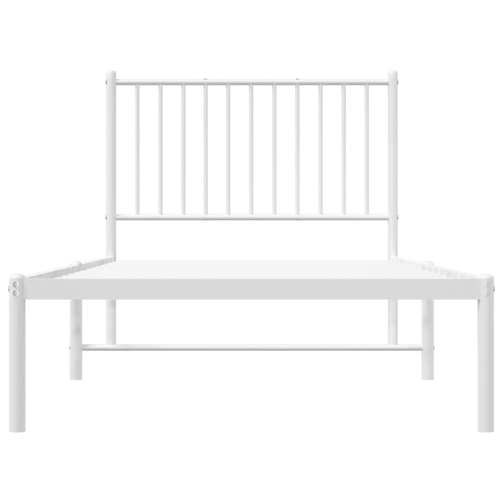 vidaXL Cadre de lit métal sans matelas avec tête de lit blanc 90x190cm