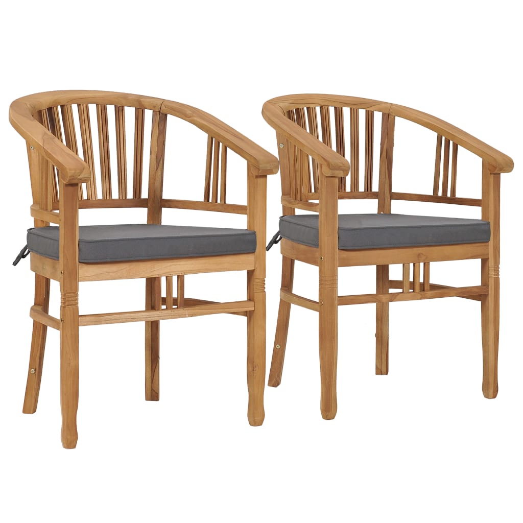 vidaXL Chaises de jardin avec coussins lot de 2 Bois de teck solide