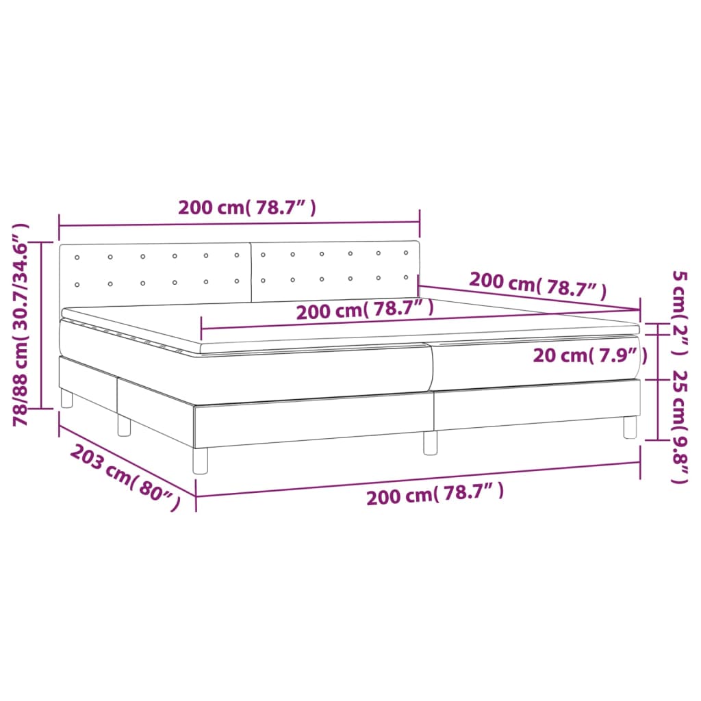 vidaXL Sommier à lattes de lit avec matelas Blanc 200x200cm Similicuir