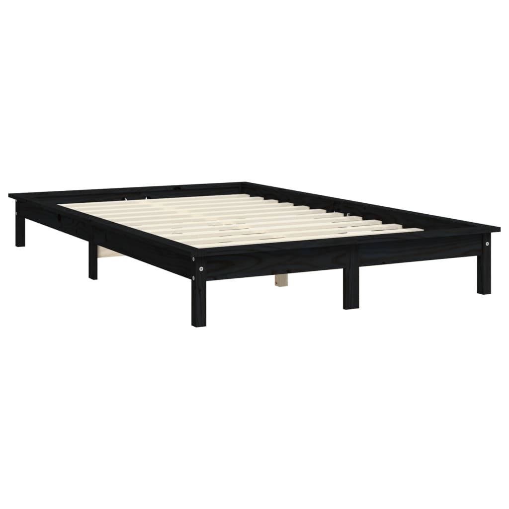 vidaXL Cadre de lit sans matelas noir 140x190 cm bois de pin massif