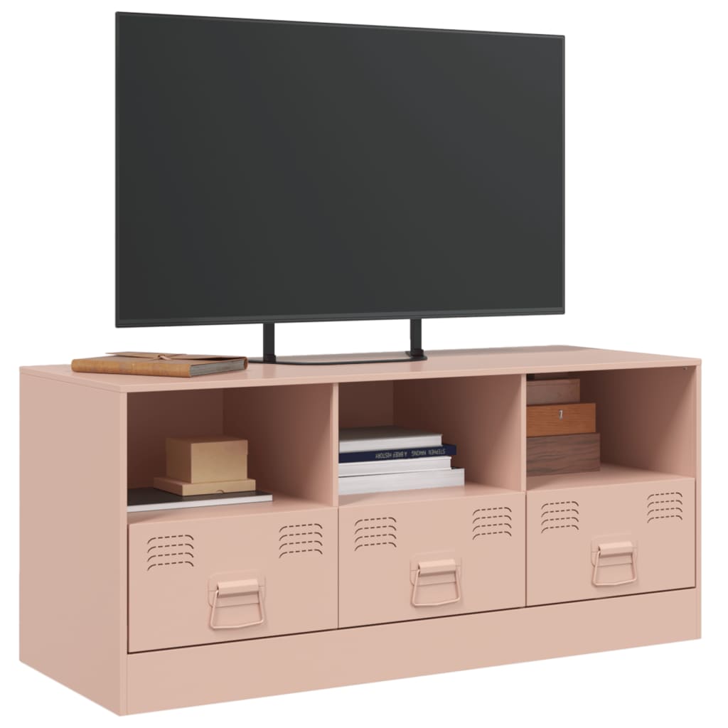 vidaXL Meuble TV rose 99x39x44 cm acier