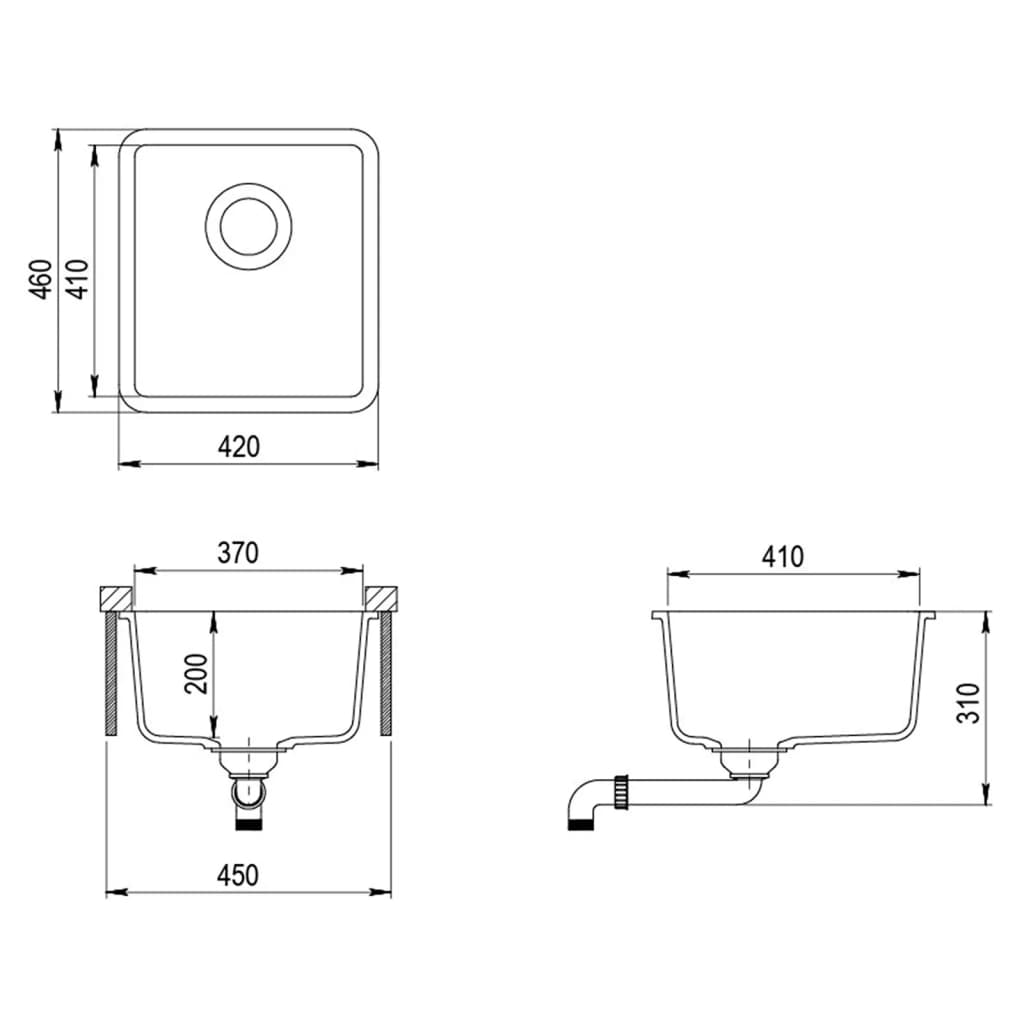 vidaXL Évier de cuisine Granit Seul lavabo Beige