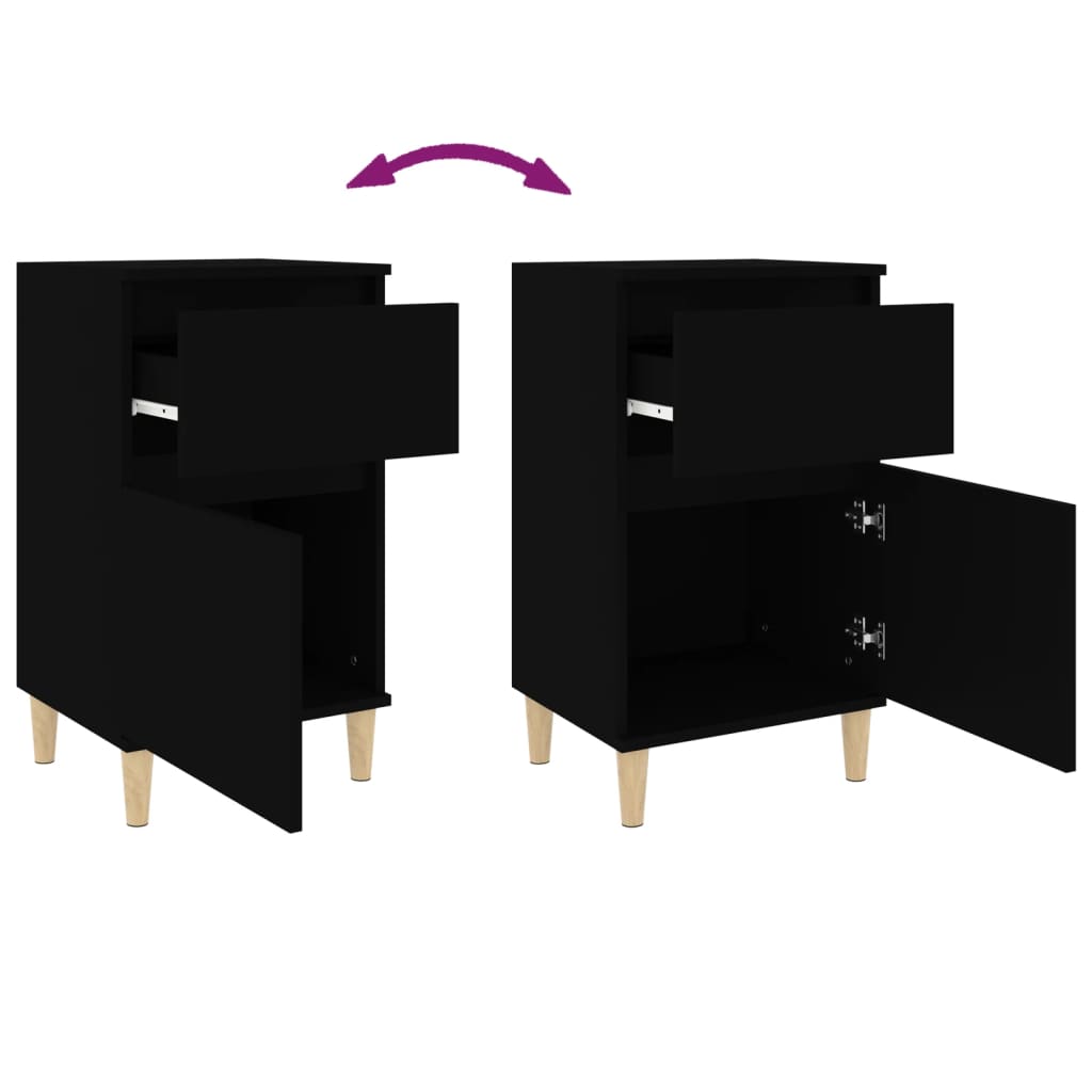 vidaXL Tables de chevet 2 pcs noir 40x35x70 cm