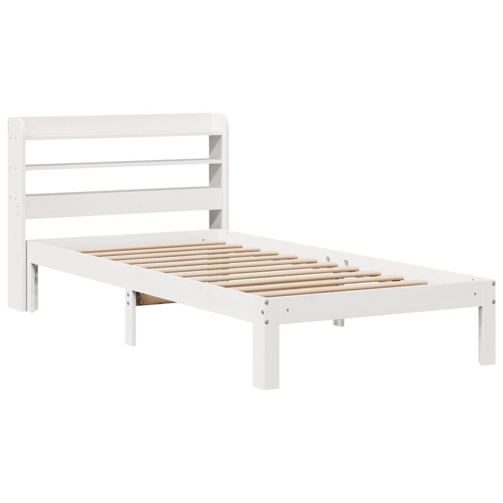 vidaXL Cadre de lit avec tête de lit sans matelas blanc 90x200 cm