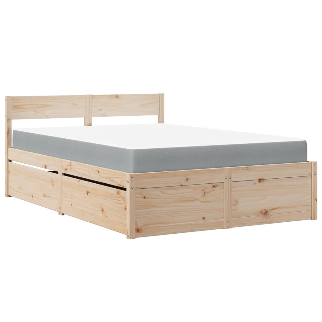 vidaXL Lit avec tiroirs et matelas 120x200 cm bois massif de pin