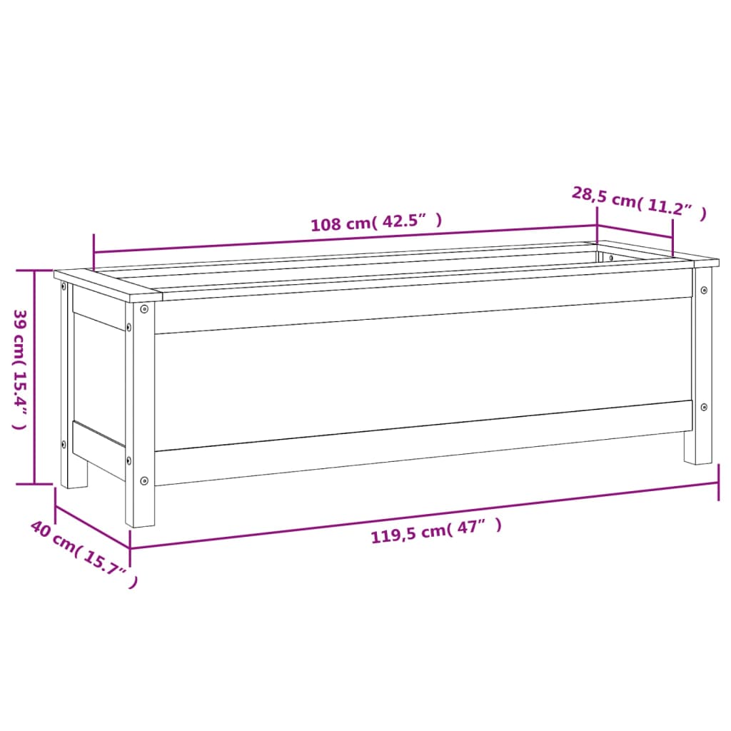 vidaXL Lit surélevé de jardin 119,5x40x39 cm bois douglas massif