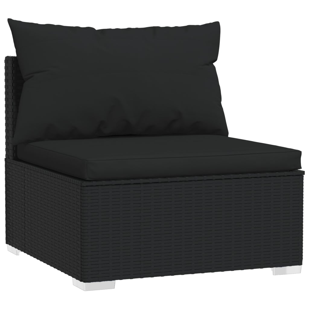 vidaXL Salon de jardin 10 pcs avec coussins Résine tressée Noir