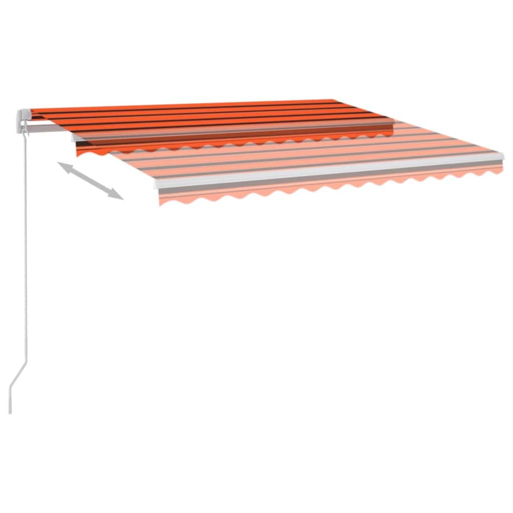 vidaXL Auvent manuel rétractable avec LED 350x250 cm Orange et marron