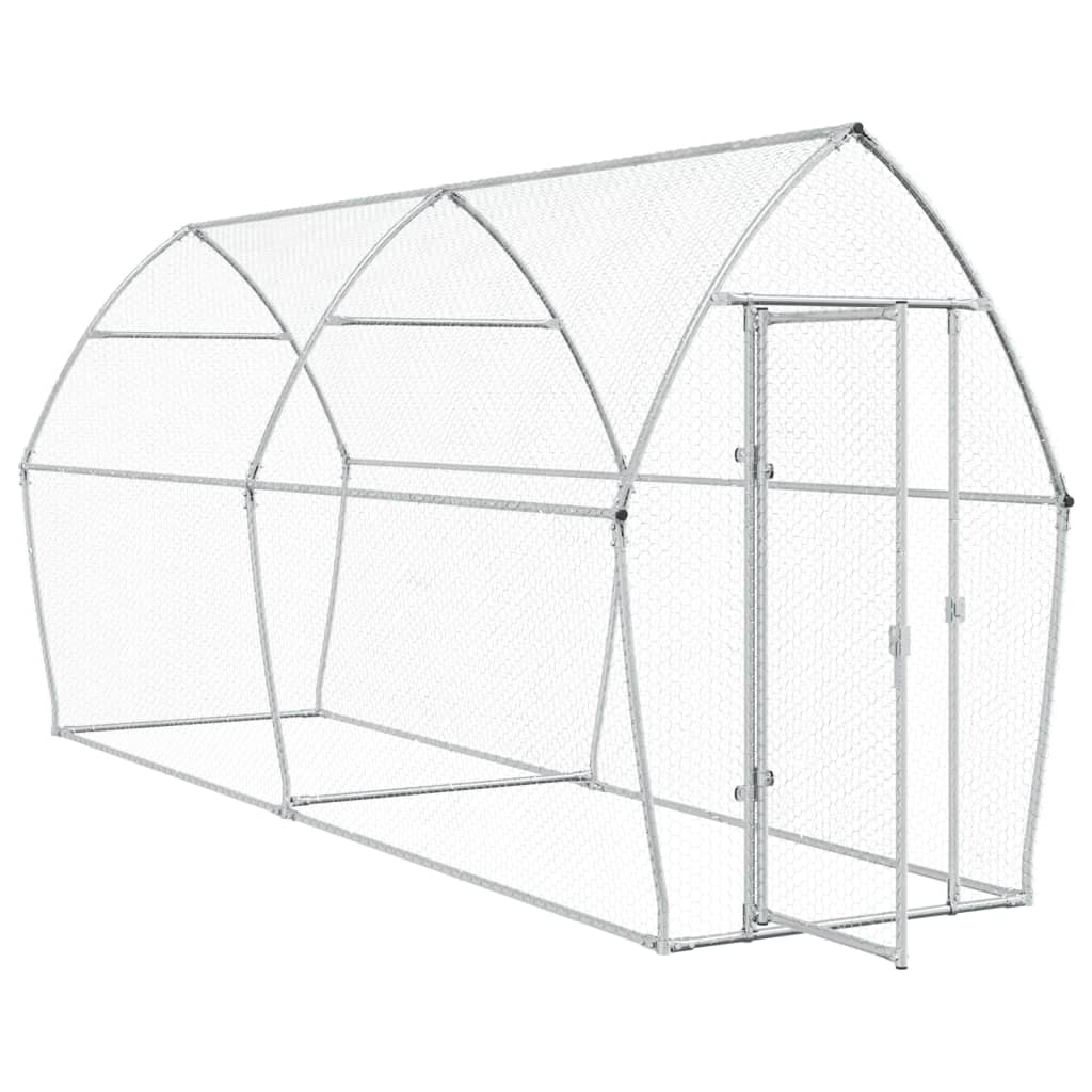 vidaXL Cage pour poules argenté 400x105x182 cm acier galvanisé