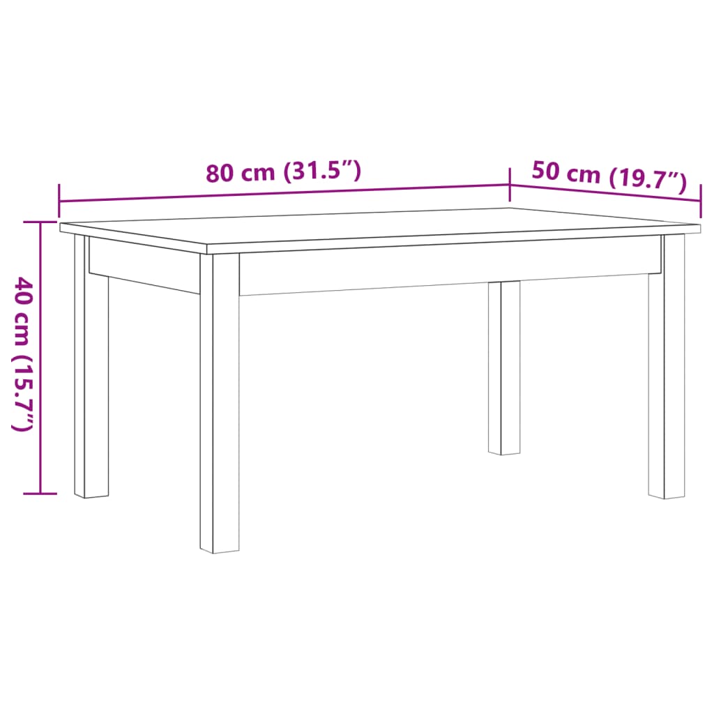 vidaXL Table basse cire marron 80x50x40 cm bois massif de pin