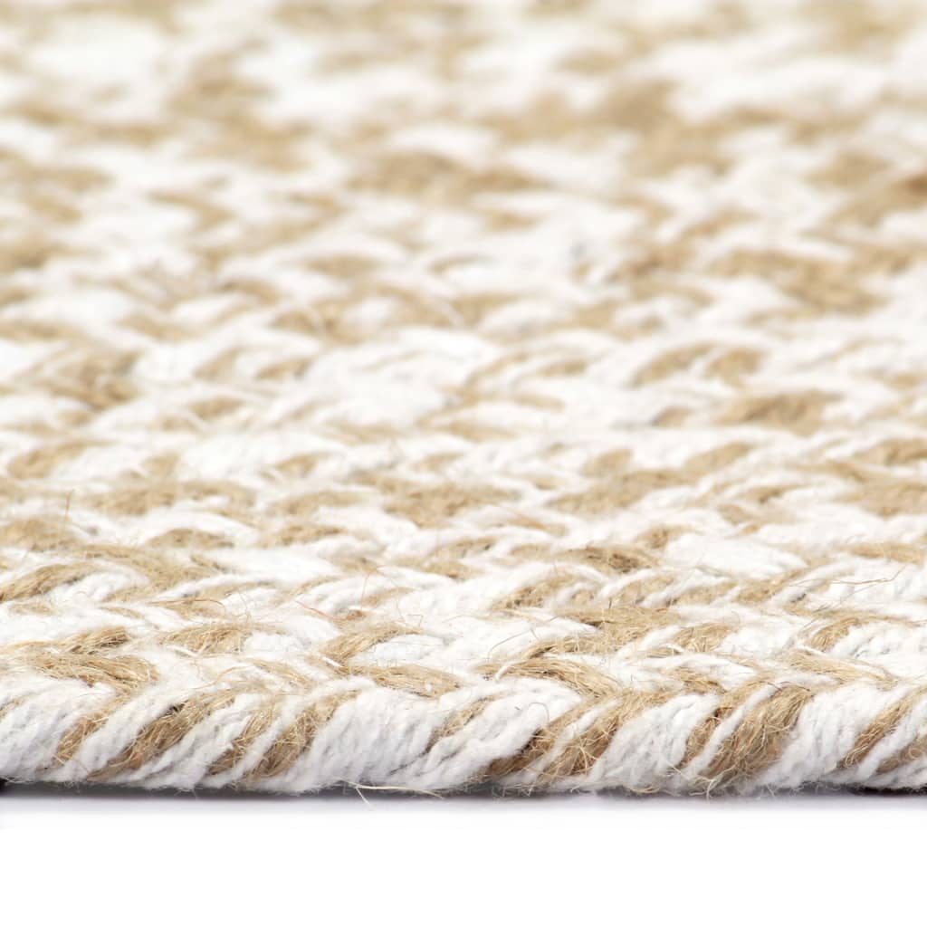 vidaXL Tapis fait à la main Jute Blanc et naturel 120 cm