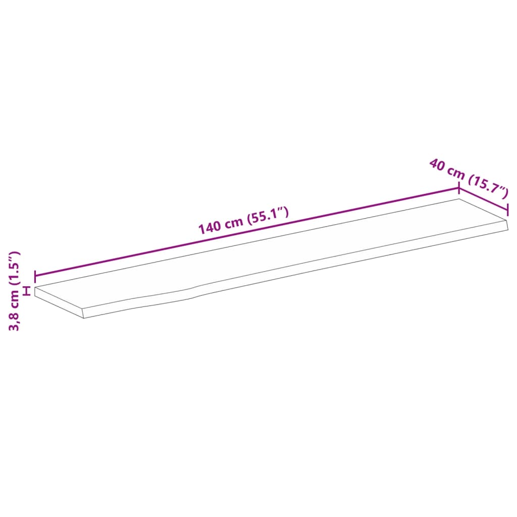 vidaXL Dessus de table à bord vivant 140x40x3,8cm bois massif manguier