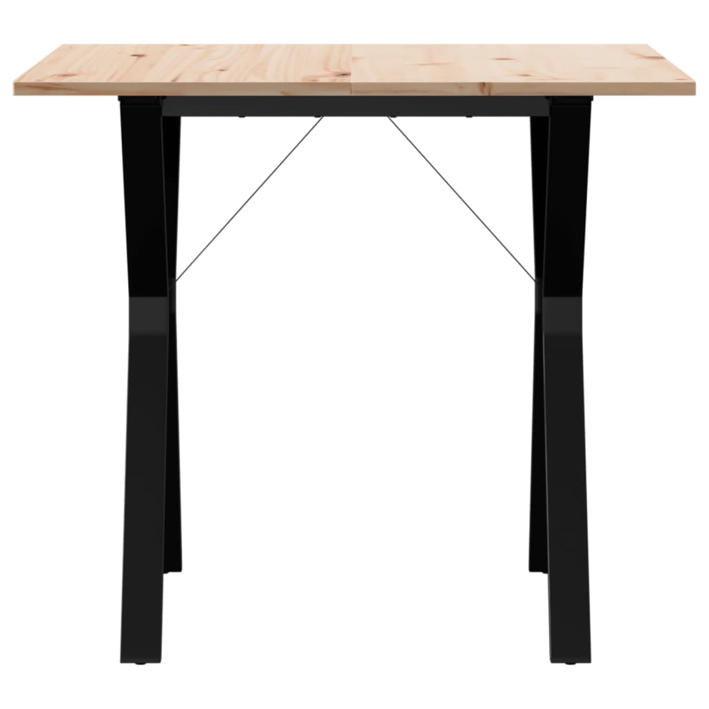 vidaXL Table à manger cadre en Y 80x80x75 cm bois de pin massif fonte