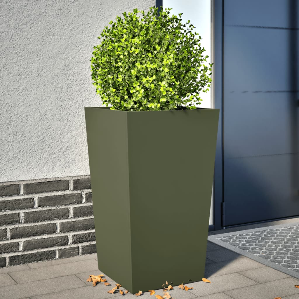 vidaXL Jardinières 2 pcs vert olive 45x45x75 cm acier