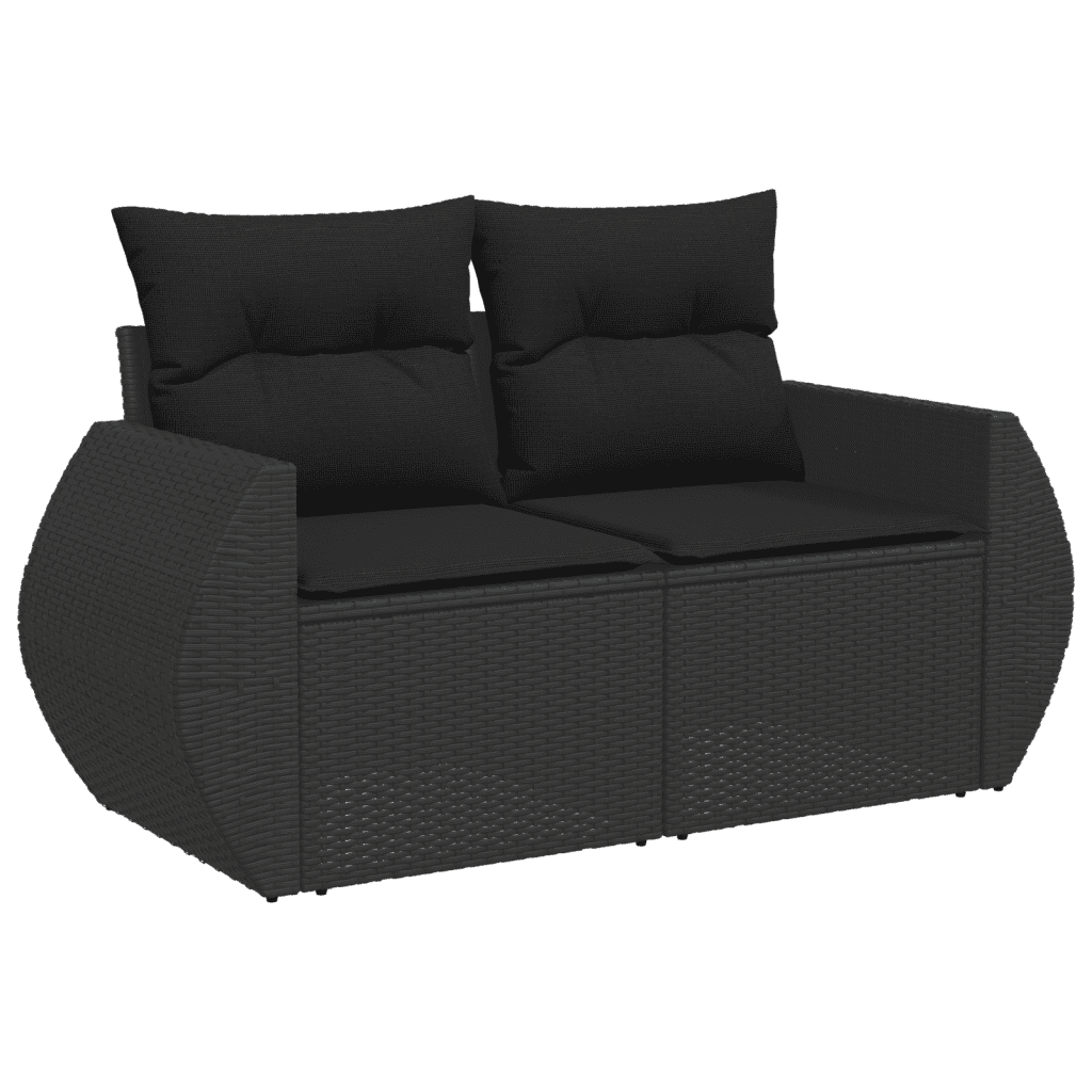 vidaXL Salon de jardin 6 pcs avec coussins noir résine tressée