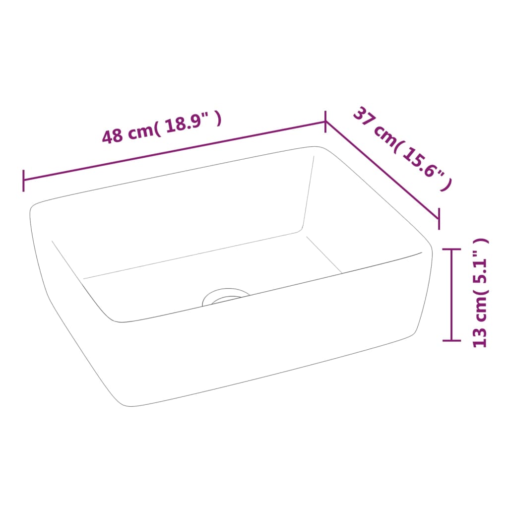 vidaXL Lavabo blanc 48x37x13 cm céramique rectangle