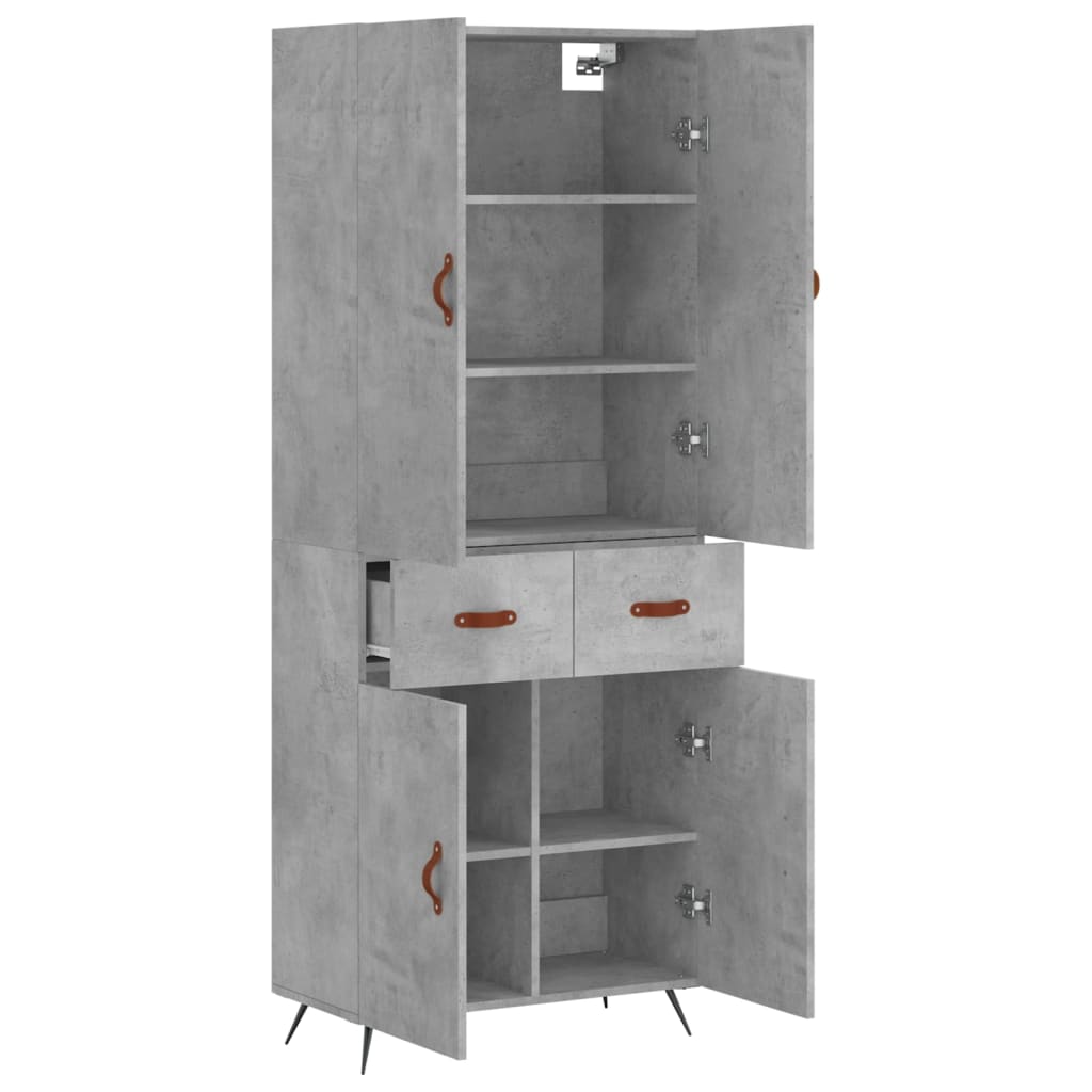 vidaXL Buffet haut Gris béton 69,5x34x180 cm Bois d'ingénierie