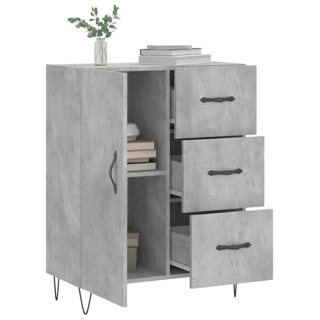 vidaXL Buffet gris béton 69,5x34x90 cm bois d'ingénierie