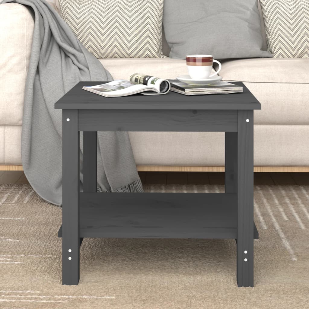 vidaXL Table basse Gris 50x50x45 cm Bois massif de pin