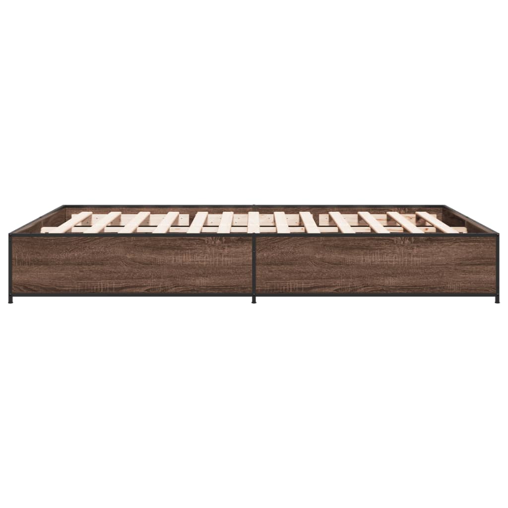 vidaXL Cadre de lit chêne marron 150x200 cm bois d'ingénierie et métal