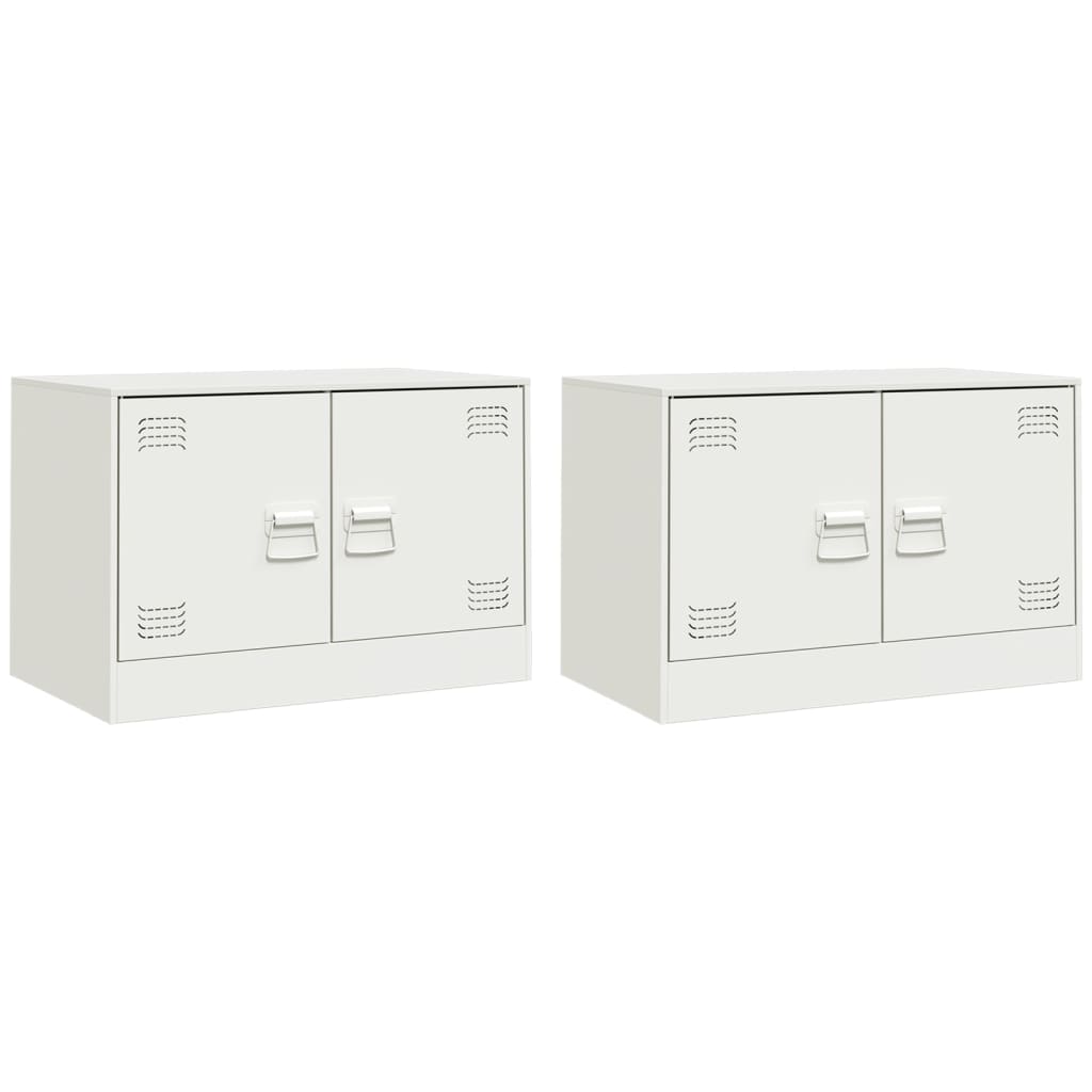 vidaXL Meubles TV 2 pcs blanc 67x39x44 cm acier