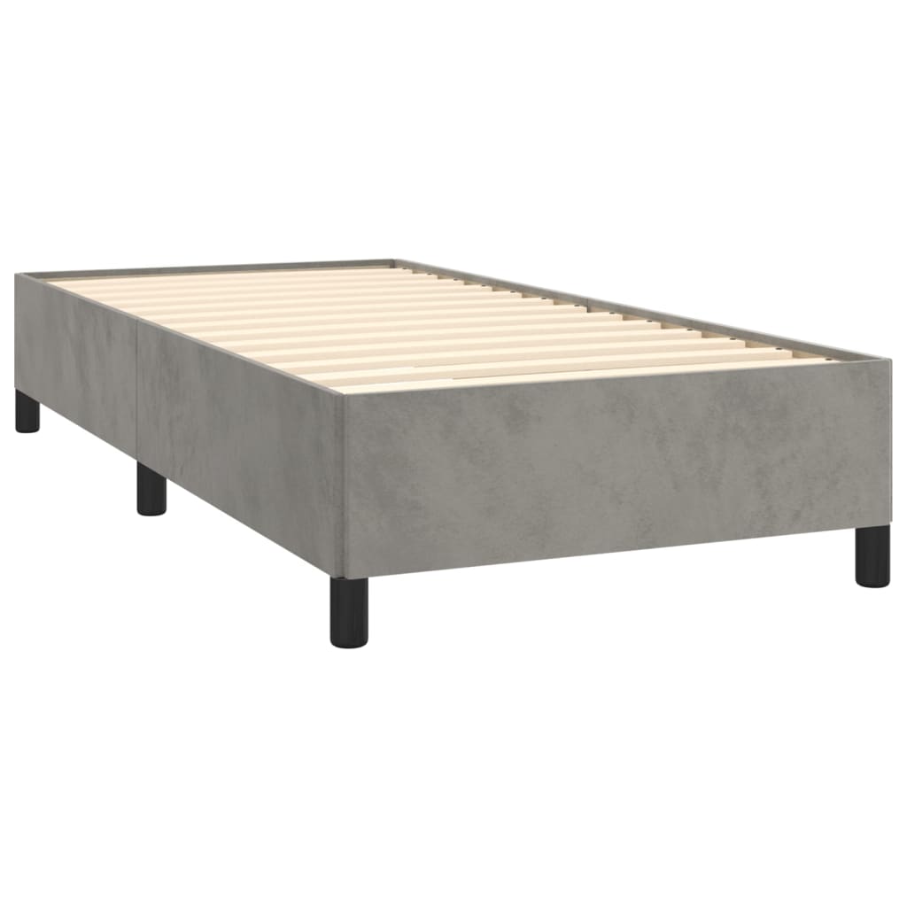 vidaXL Sommier à lattes de lit et matelas Gris clair 100x200cm Velours