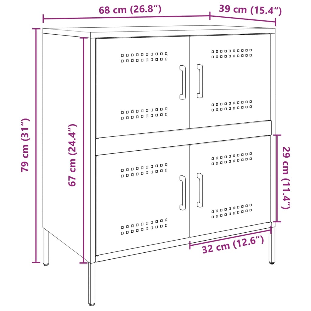 vidaXL Buffet blanc 68x39x79 cm acier