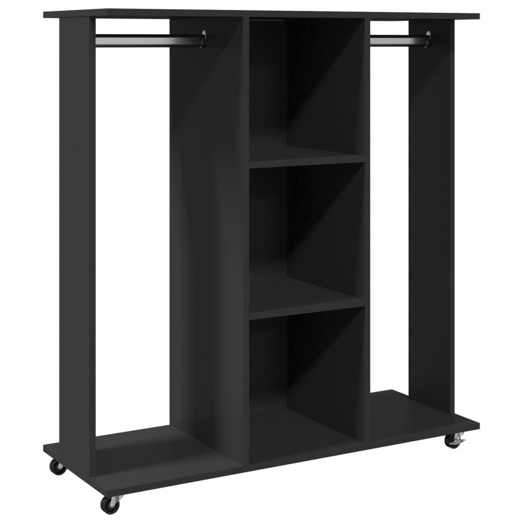 vidaXL Garde-robe avec roues noir 102x38x110 cm bois d'ingénierie