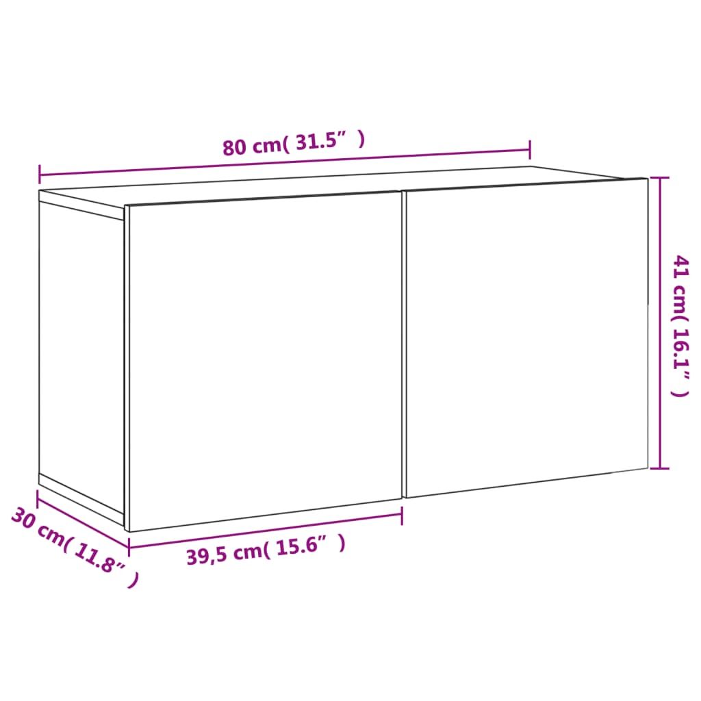 vidaXL Meuble TV mural chêne sonoma 80x30x41 cm